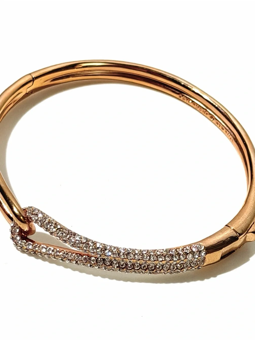 Kate Spade ♠️ All Tied Up Rose Gold Tone Pavé Crystal Knot Hinge Bangle Bracelet
